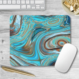farmhouse  teal blue Woodgrain turquoise swirls Mouse Pad