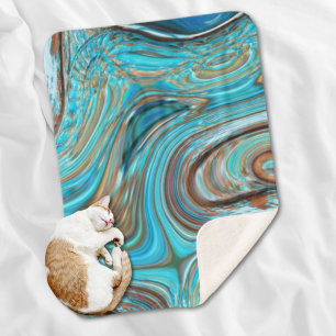 farmhouse  teal blue Woodgrain turquoise swirls Sherpa Blanket