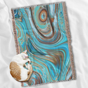 farmhouse  teal blue Woodgrain turquoise swirls Throw Blanket