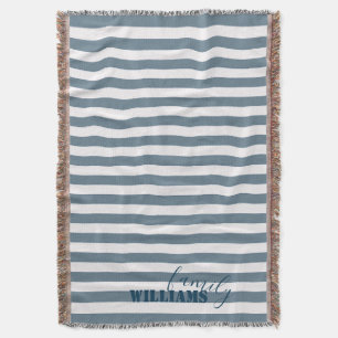 Farmhouse Teal Stripes Throw Blanket