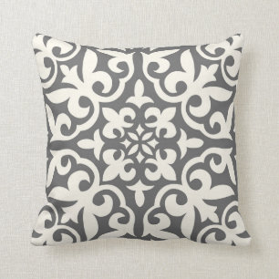 Farmhouse Tile Pillow in Grey & Cream/off-white
