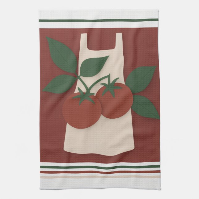 Farmhouse Tomato Kitchen Tea Towel (Vertical)