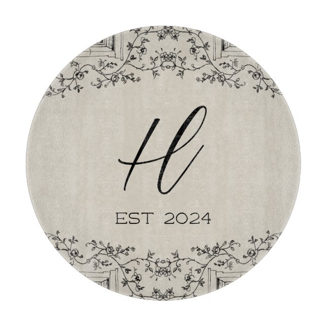 Farmhouse Vines Custom Established Year  Cutting Board (Front)