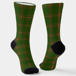Farmhouse vintage forest green red plaid Christmas Socks