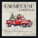 Farmhouse Vintage Rustic Red Truck Christmas Faux Canvas Print<br><div class="desc">Rustic farmhouse Christmas red rustic truck with Christmas tree and presents in the bed. As sweet as can be for the holiday season. So different and unique. A one-of-a-kind piece. “It’s the most wonderful time of the year” sentiment on the bottom of this quaint wall decor. Perfect for any home...</div>