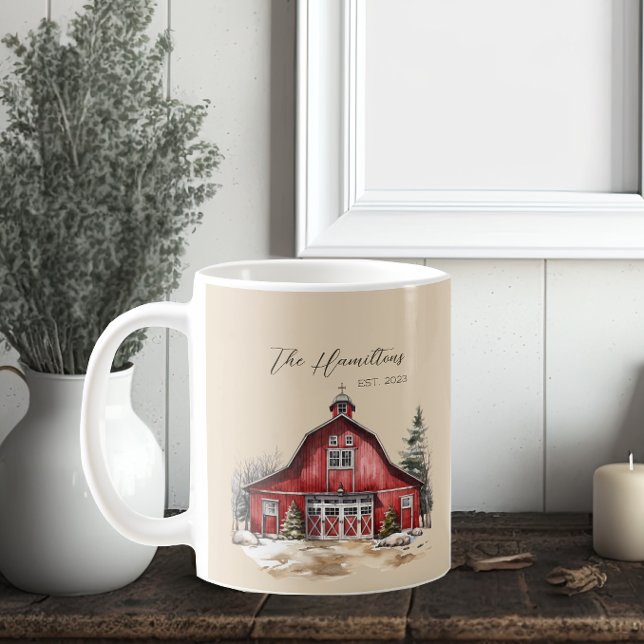 Farmhouse Watercolor Barn Country Custom Coffee Mug (Creator Uploaded)