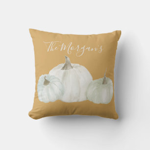 Farmhouse Watercolor Pumpkin Trio Cushion