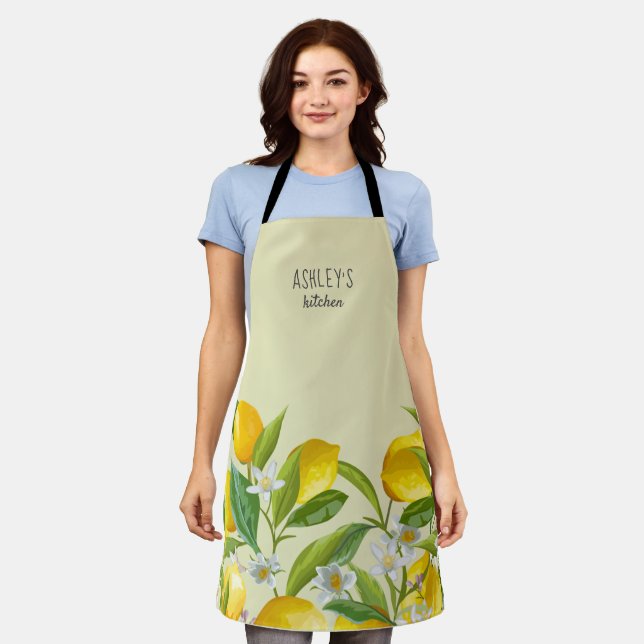 Farmhouse Watercolor yellowlemon personalised Apro Apron (Worn)