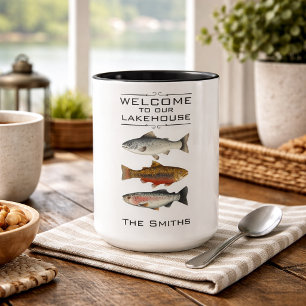 Farmhouse Welcome to Our Lakehouse Fish Coffee Mug