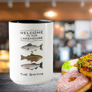 Farmhouse Welcome to Our Lakehouse Fish Coffee Mug