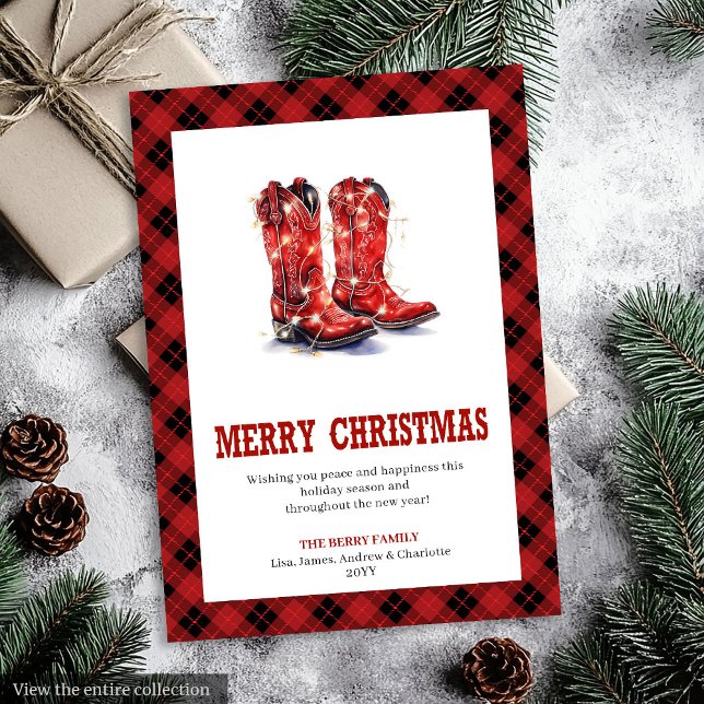 Farmhouse Western Plaid Buffalo Xmas Card (Farmhouse Western Plaid Buffalo Xmas Card)