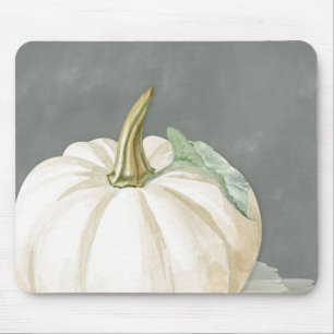 Farmhouse white fall pumpkin mouse pad