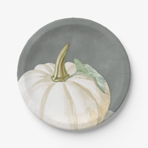 Farmhouse white fall pumpkin paper plate