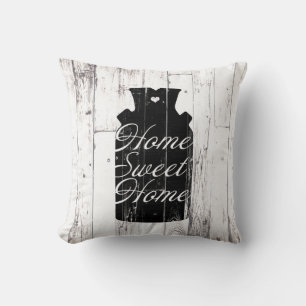 Farmhouse White Wood Rustic Milk Jug Home Sweet Cushion