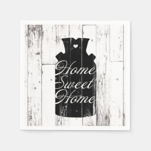 Farmhouse White Wood Rustic Milk Jug Home Sweet Napkin
