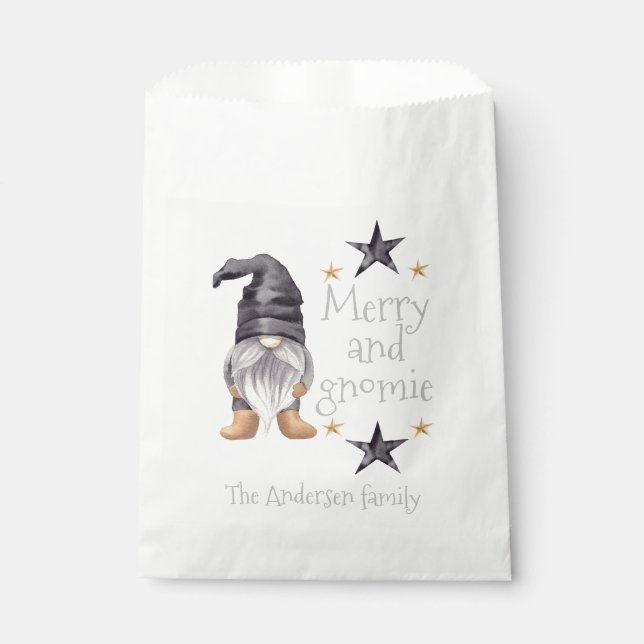 Farmhouse Winter Watercolor Gnome for Christmas Favour Bag (Front)