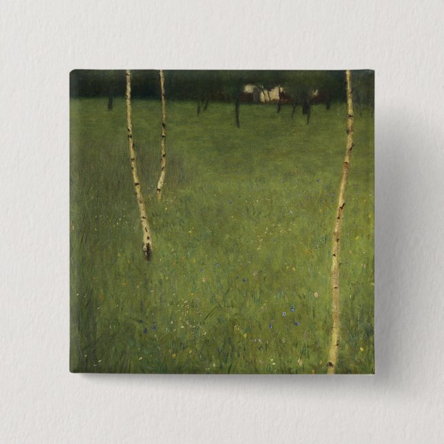 Farmhouse with Birch Trees, 1900 15 Cm Square Badge (Front)