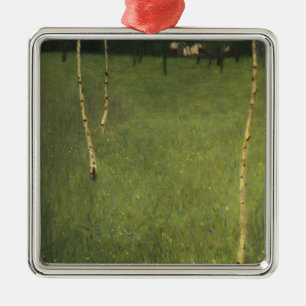 Farmhouse with Birch Trees, 1900 Metal Ornament