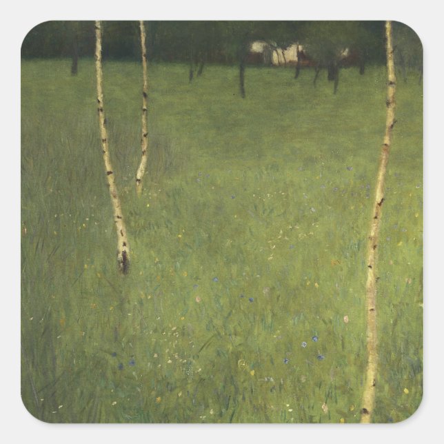 Farmhouse with Birch Trees, 1900 Square Sticker (Front)