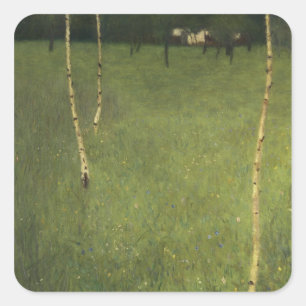 Farmhouse with Birch Trees, 1900 Square Sticker