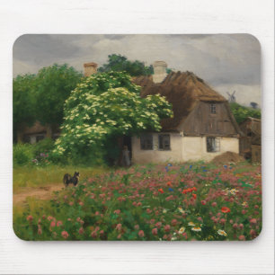 Farmhouse with Meadow Flowers Mouse Pad