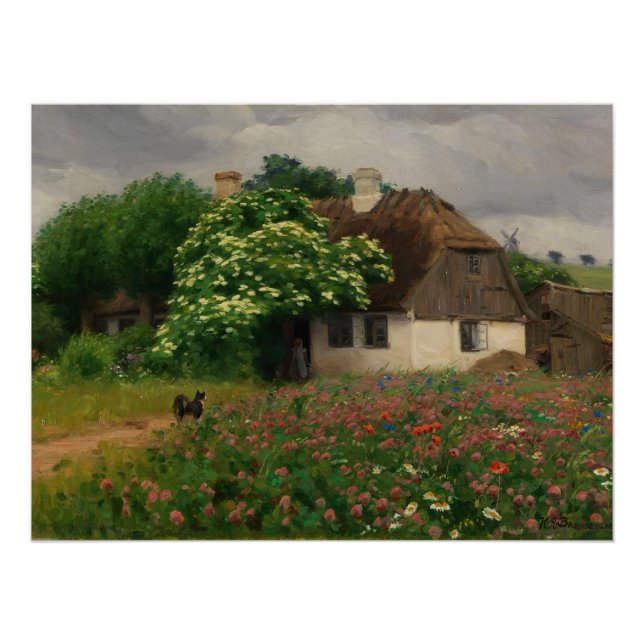 Farmhouse with Meadow Flowers  Poster (Front)