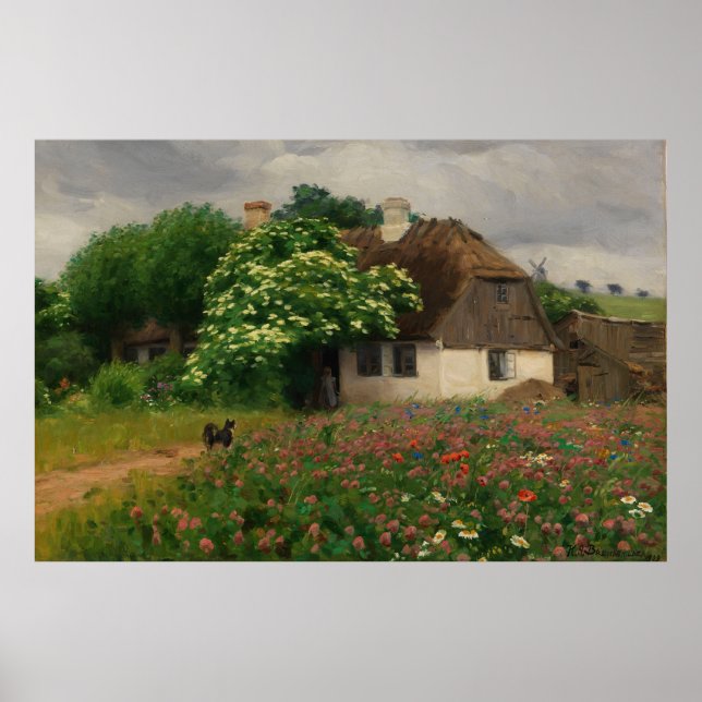 Farmhouse with Meadow Flowers  Poster (Front)