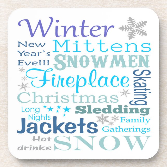 Farmhouse Words of Winter Typography Cute Coaster (Front)