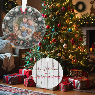 Farmhouse Wreath Customisable Family Christmas Ornament