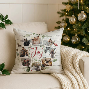 Farmhouse Wreath   Holiday Photo Collage Cushion