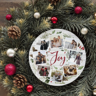 Farmhouse Wreath Photo Collage Holiday Card