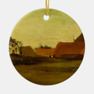 Farmhouses in Loosduinen Hague by Vincent van Gogh Ceramic Tree Decoration