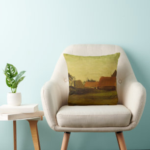 Farmhouses in Loosduinen Hague by Vincent van Gogh Cushion