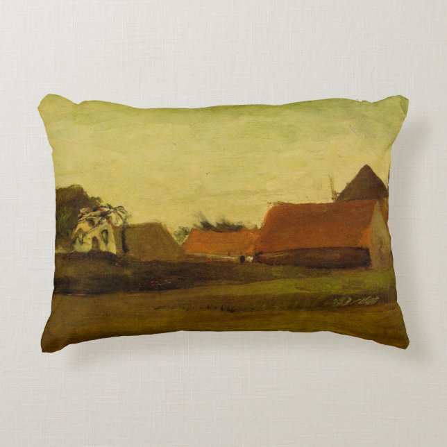 Farmhouses in Loosduinen Hague by Vincent van Gogh Decorative Cushion (Front)