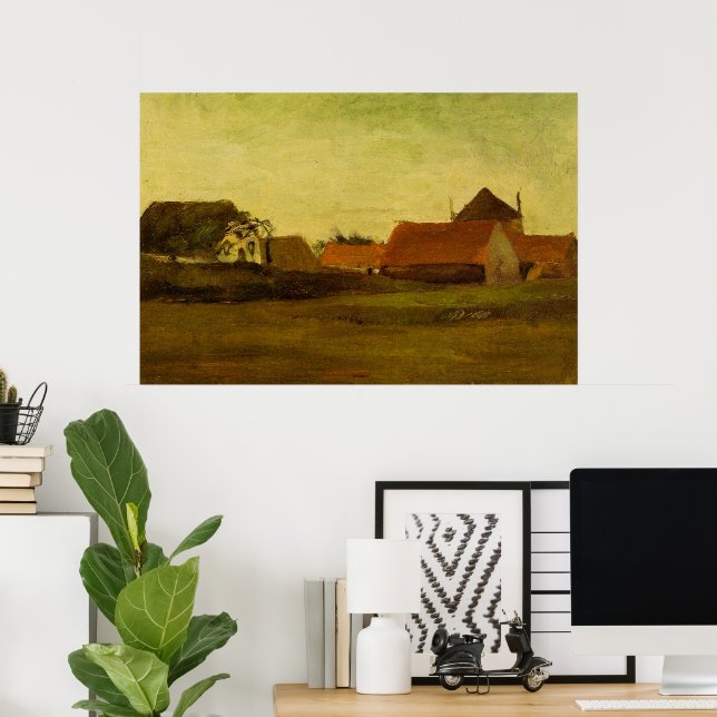 Farmhouses in Loosduinen Hague by Vincent van Gogh Poster (Home Office)