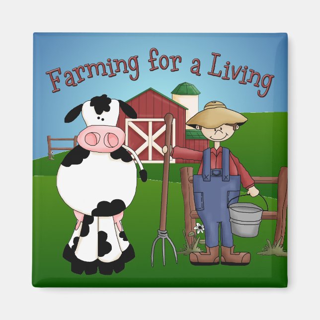 Farming Cartoon Magnet (Front)
