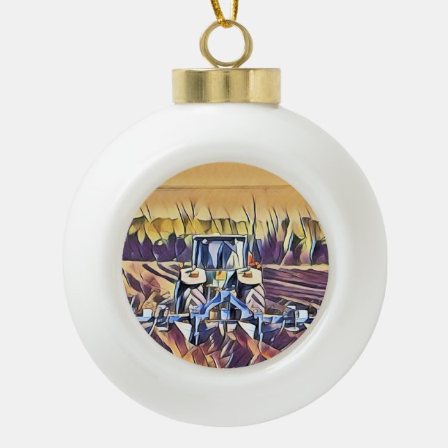 FARMING   CERAMIC BALL CHRISTMAS ORNAMENT (Front)