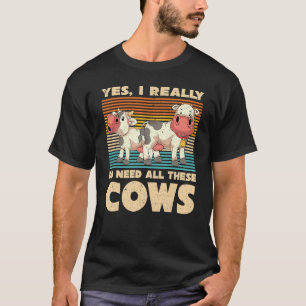 Farming Cow Farmer Farm Animal Retro Cow T-Shirt