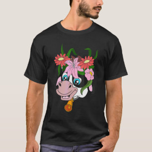 Farming Cow Floral Farm Animal Farmer Flowers Cow T-Shirt
