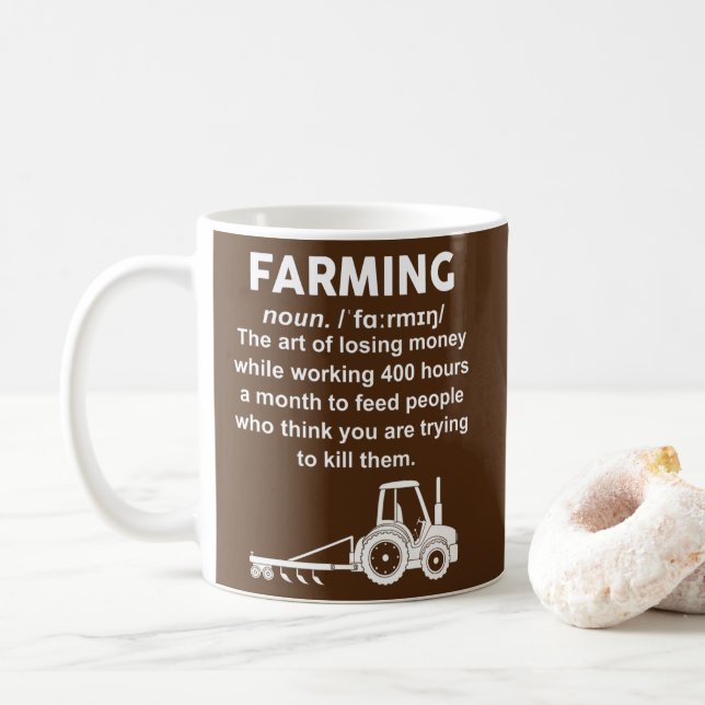 Farming Definition For Funny Farmer  Coffee Mug (With Donut)