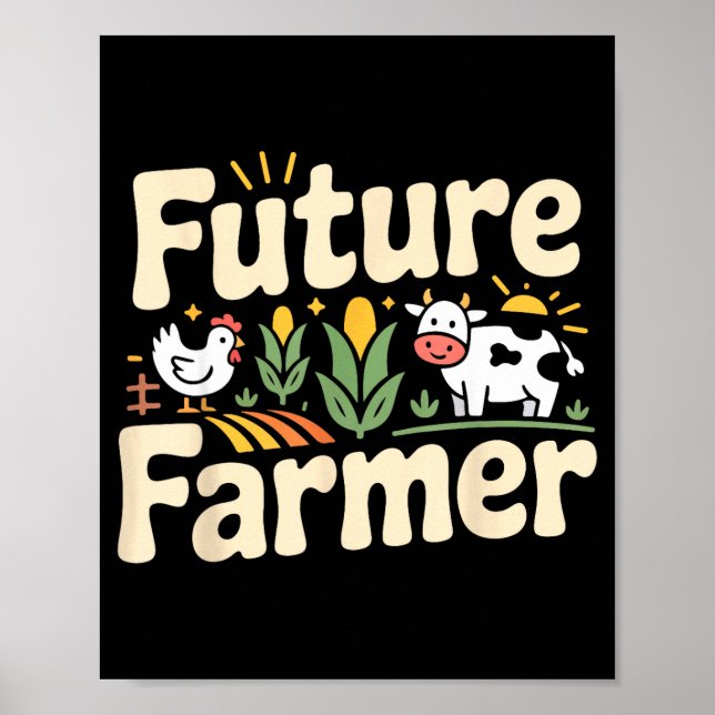 Farming Farmer Tractor Future Illustration Poster (Front)