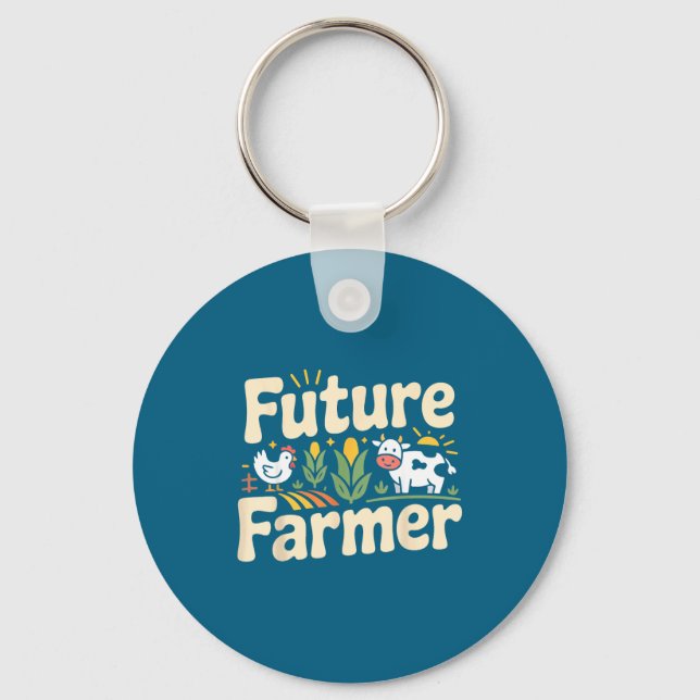 Farming Farmer Tractor Future Key Ring (Front)