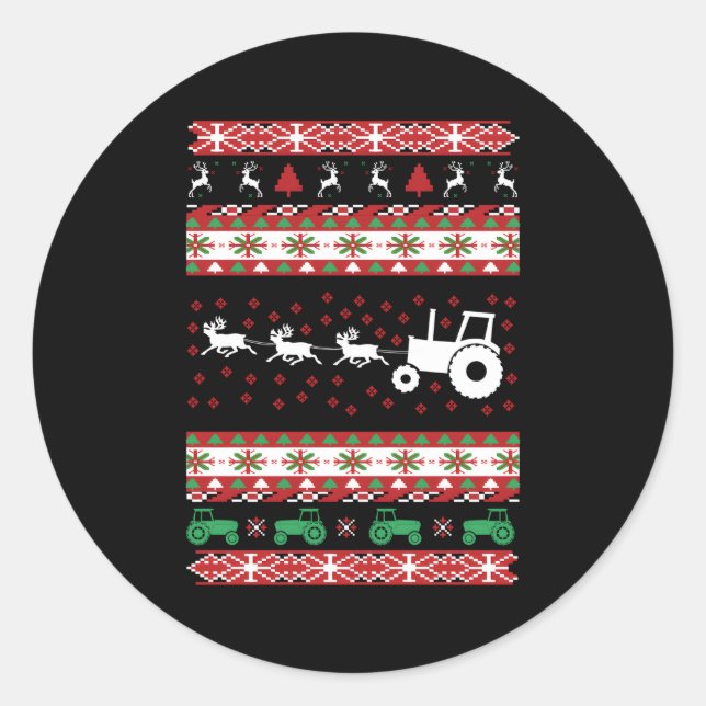 Farming Farmer Tractor Ugly Classic Round Sticker (Front)