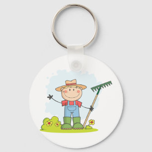 Farming Gardening Boy Key Ring