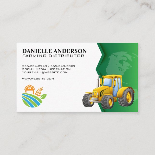 Farming Tractor | Earth Growing Foods Business Card (Front)