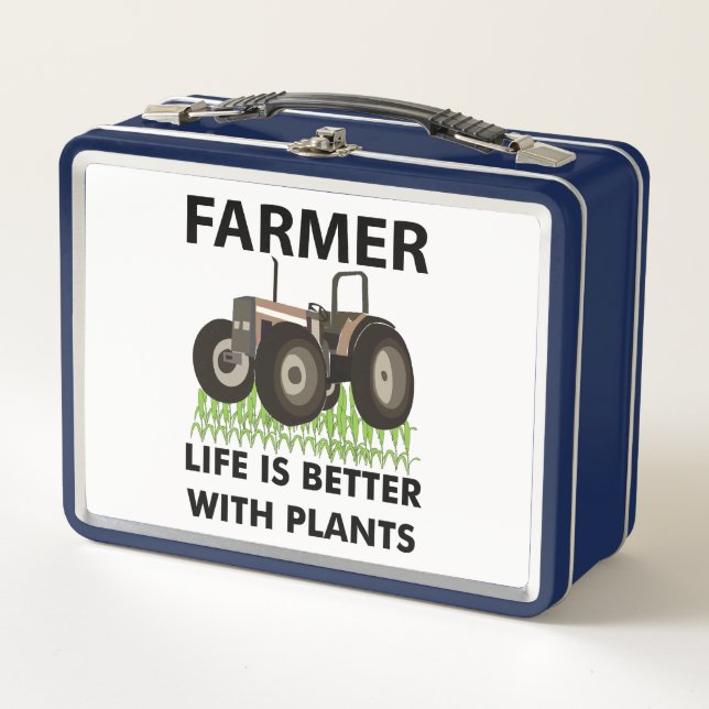 Farming Tractor Field Farmer  Metal Lunch Box (Front)