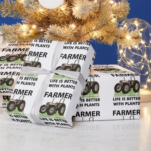 Farming Tractor Field Farmer Wrapping Paper (Holidays)