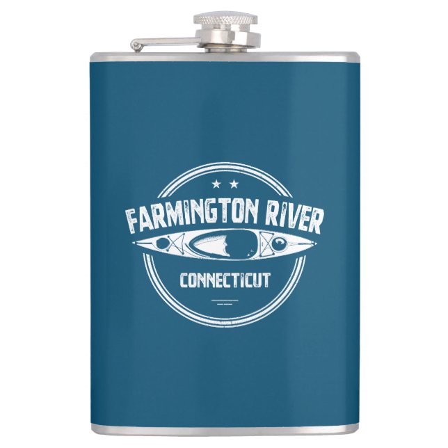 Farmington River Connecticut Kayaking Hip Flask (Front)