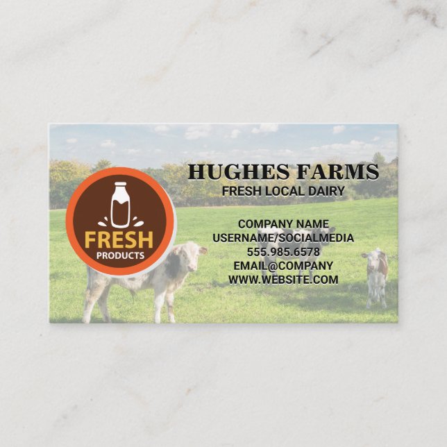 Farmland | Barn Logo | Dairy Cows Farm Business Card (Front)