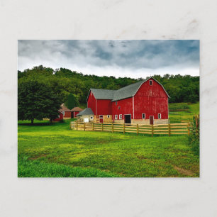 Farmland Red Country Barn  Postcard